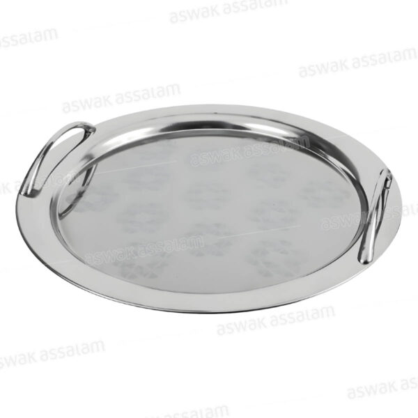 PLATEAU INOX ROND AVEC ANSES 48CM