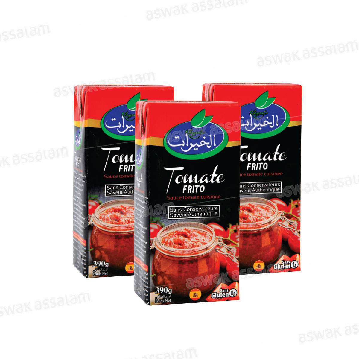 LOT DE 3 SAUCES TOMATES CUISINEES 390G KHAYRAT (2 ACHETES = 1 GRATUIT)