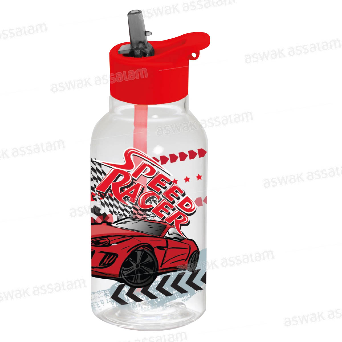 BOUTEILLE A EAU EN PLASTIQUE AVEC PAILLE 460ML SPEED RACER