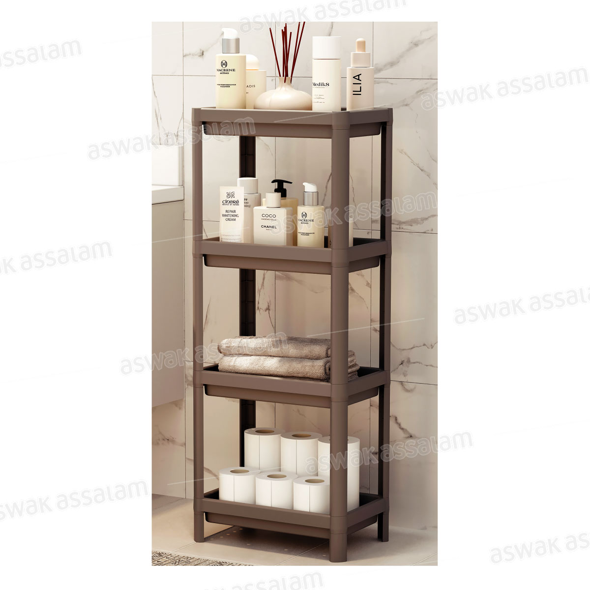 ETAGERE DE RANGEMENT GRISE 4 NIVEAUX 36*100*23CM