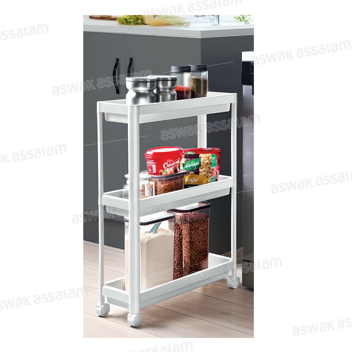 ETAGERE DE RANGEMENT BLANCHE 3 NIVEAUX 54*71*18CM