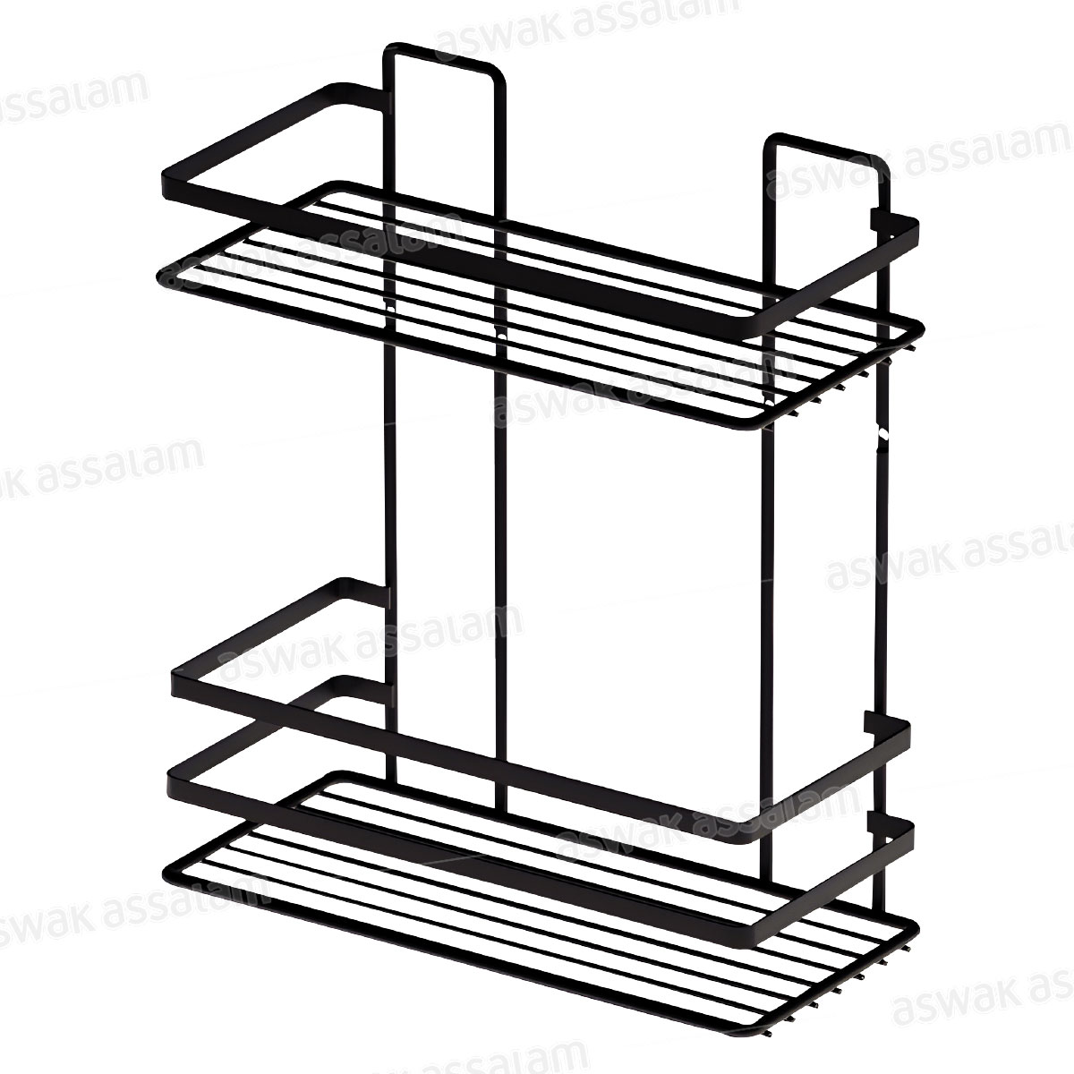 ETAGERE SALLE DE BAIN NOIRE EN METAL 2 NIVEAUX