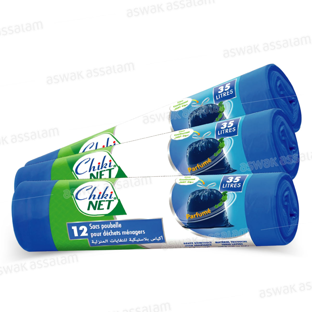 12 SACS POUBELLE 35L LOT DE 3 CHIKINET ( 2 ACHETES = 1 GRATUIT)