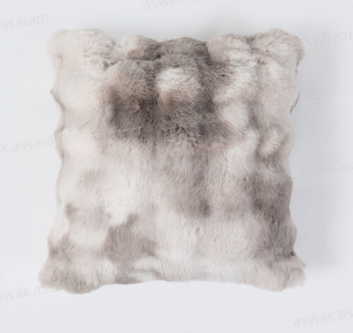COUSSIN EN FAUSSE FOURRURE GRIS 45X45CM