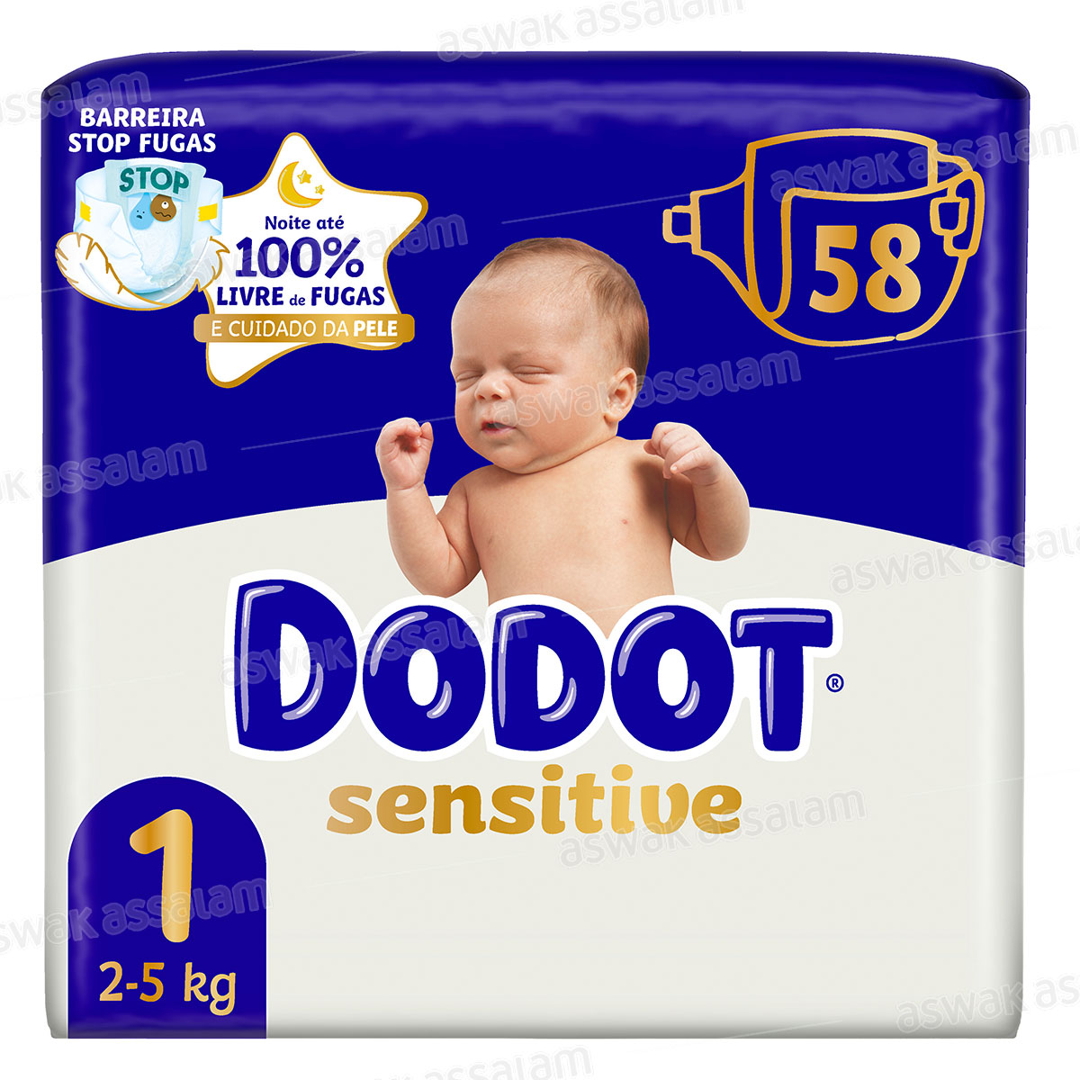 COUCHES BEBE SENSITIVE TAILLE 1 JUMBO PACK 58 UNITES DODOT