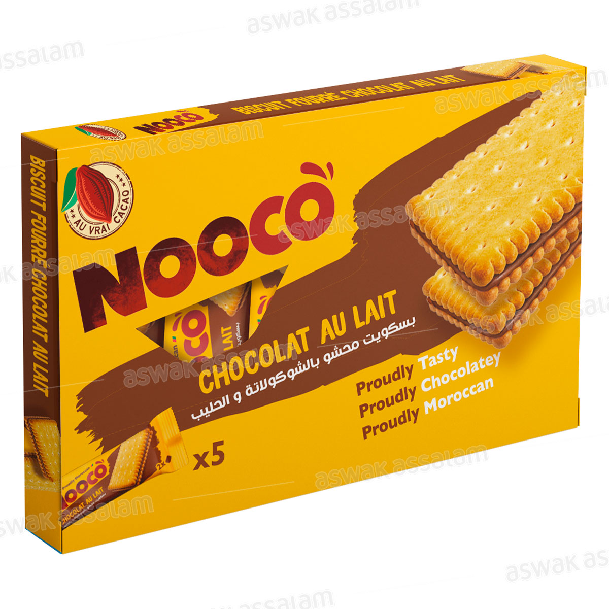 BISCUIT FOURRE CHOCOLAT PACK 5*35G NOOCO