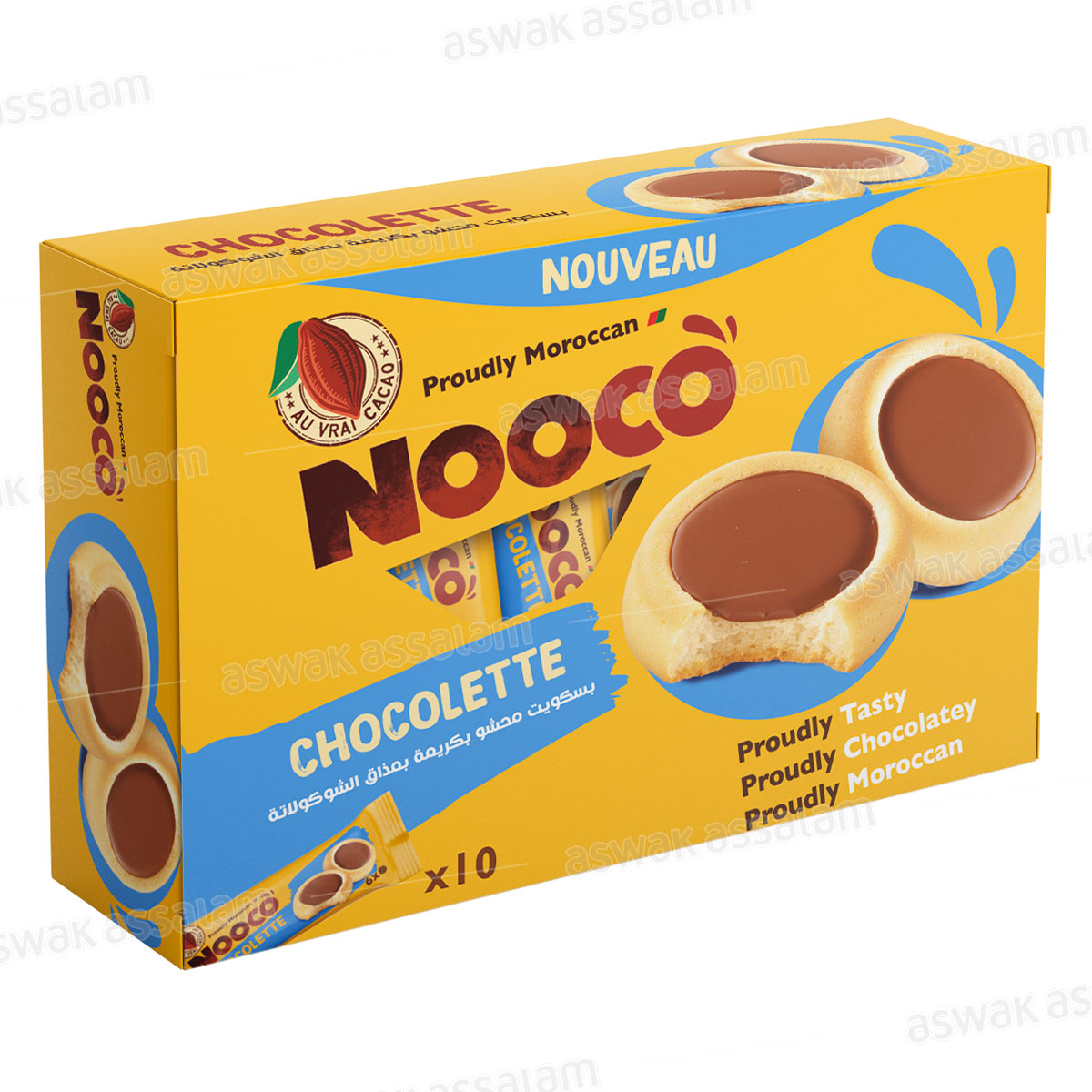 BISCUIT FOURRE CHOCOLAT PACK 10*38G CHOCOLETTE NOOCO